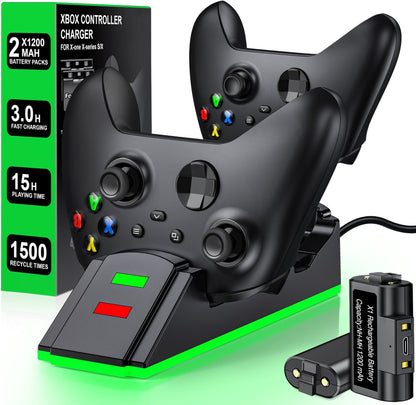 Xbox Charging Station with 2 X 3600Mwhrechargeable Battery Pack for Xbox Series X|S Controller